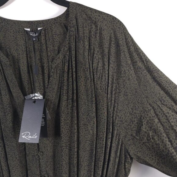 NWT Rails JASMINE OLIVE SPECKLED Smocked Waist Mini Fall Dress Size MEDIUM - Picture 8 of 16